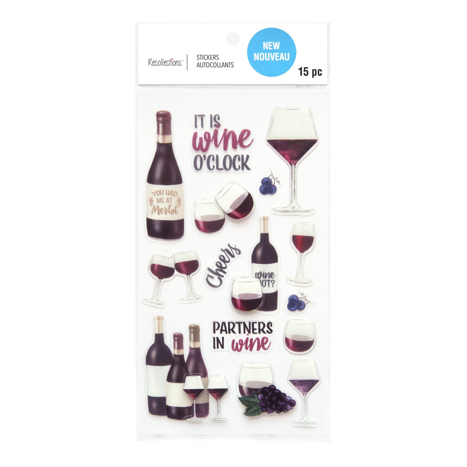 slide 4 of 4, Red Wine Stickers By Recollections, 3.875 in x 7 in