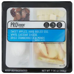 Pro2snax Sweet Apples, Hard Boiled Egg, White Cheddar Cheese, Dried Cranberries & Almonds Snacks Mix 7.35 oz