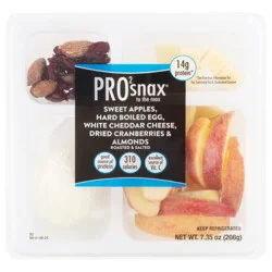Pro2snax Sweet Apples, Hard Boiled Egg, White Cheddar Cheese, Dried Cranberries & Almonds Snacks Mix 7.35 oz