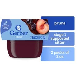 Gerber 1st Foods Natural for Baby Prune Baby Food, 2-2 oz. Tubs