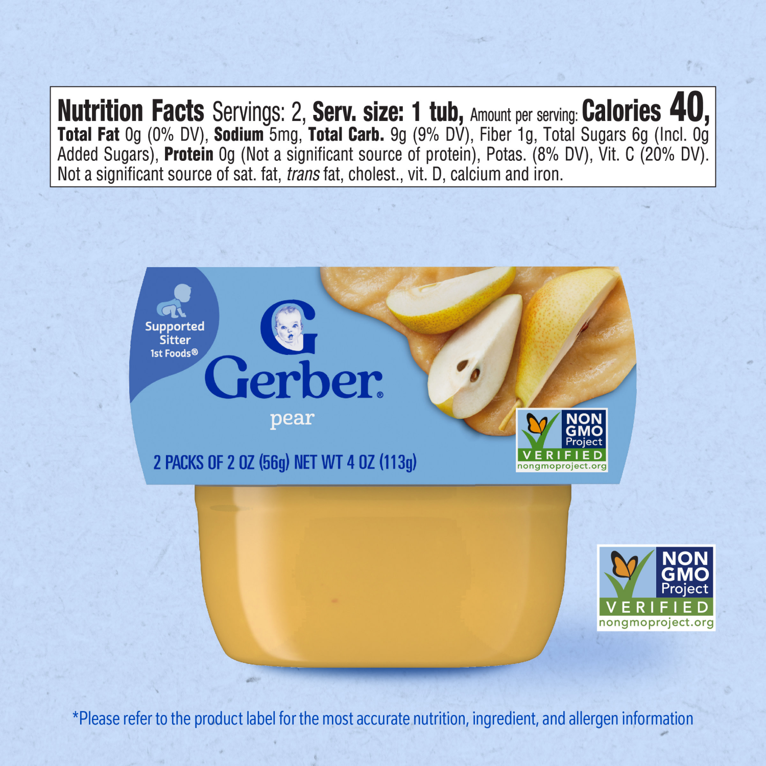 slide 5 of 8, Gerber 1st Foods Natural for Baby Baby Food, Pear, 2 oz Tubs (2 Pack), 2 ct