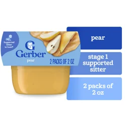 Gerber 1st Foods Natural for Baby Baby Food, Pear, 2 oz Tubs (2 Pack)