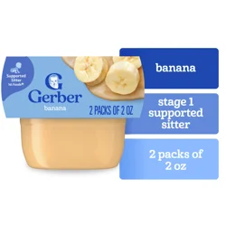 Gerber Stage 1 Baby Food, Banana Puree Tubs, Baby Puree, 2PK