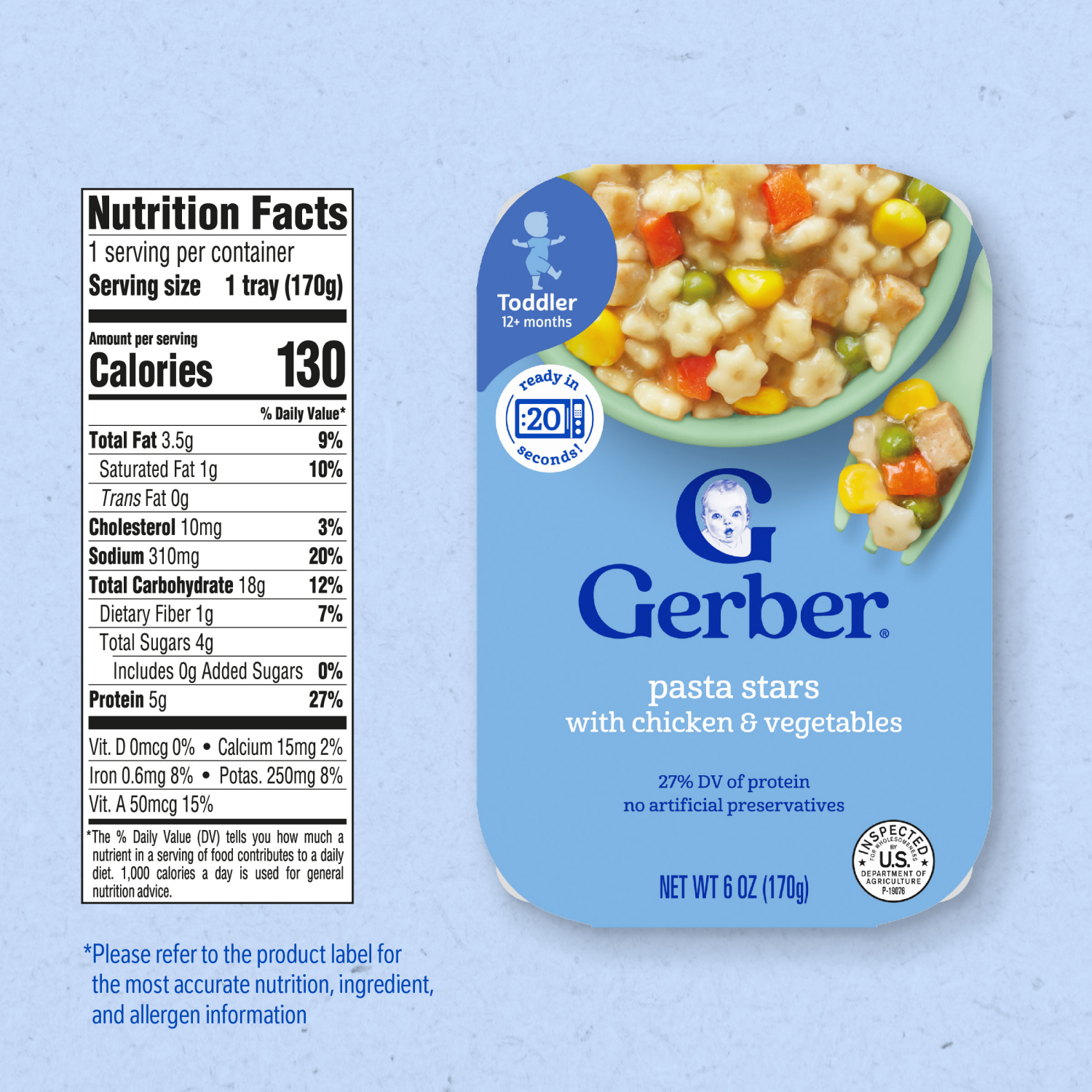 slide 5 of 8, Gerber Mealtime for Toddler Pasta Stars Sleeve 6 oz Meals Bowl, 6 oz