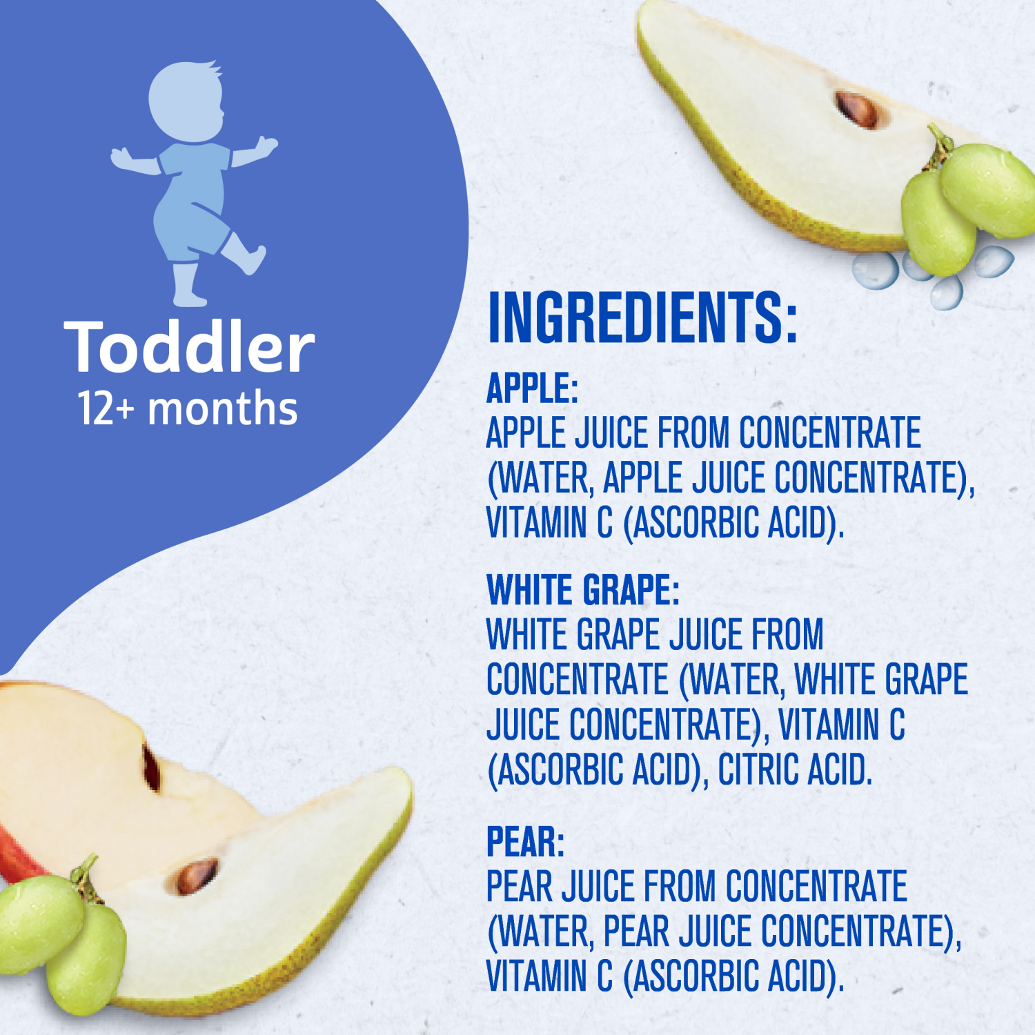slide 3 of 8, Gerber Toddler (12+ Months) Apple/Pear/White Grape Juices from Concentrate Variety Pack 4 - 4 fl oz Bottles, 16 fl oz