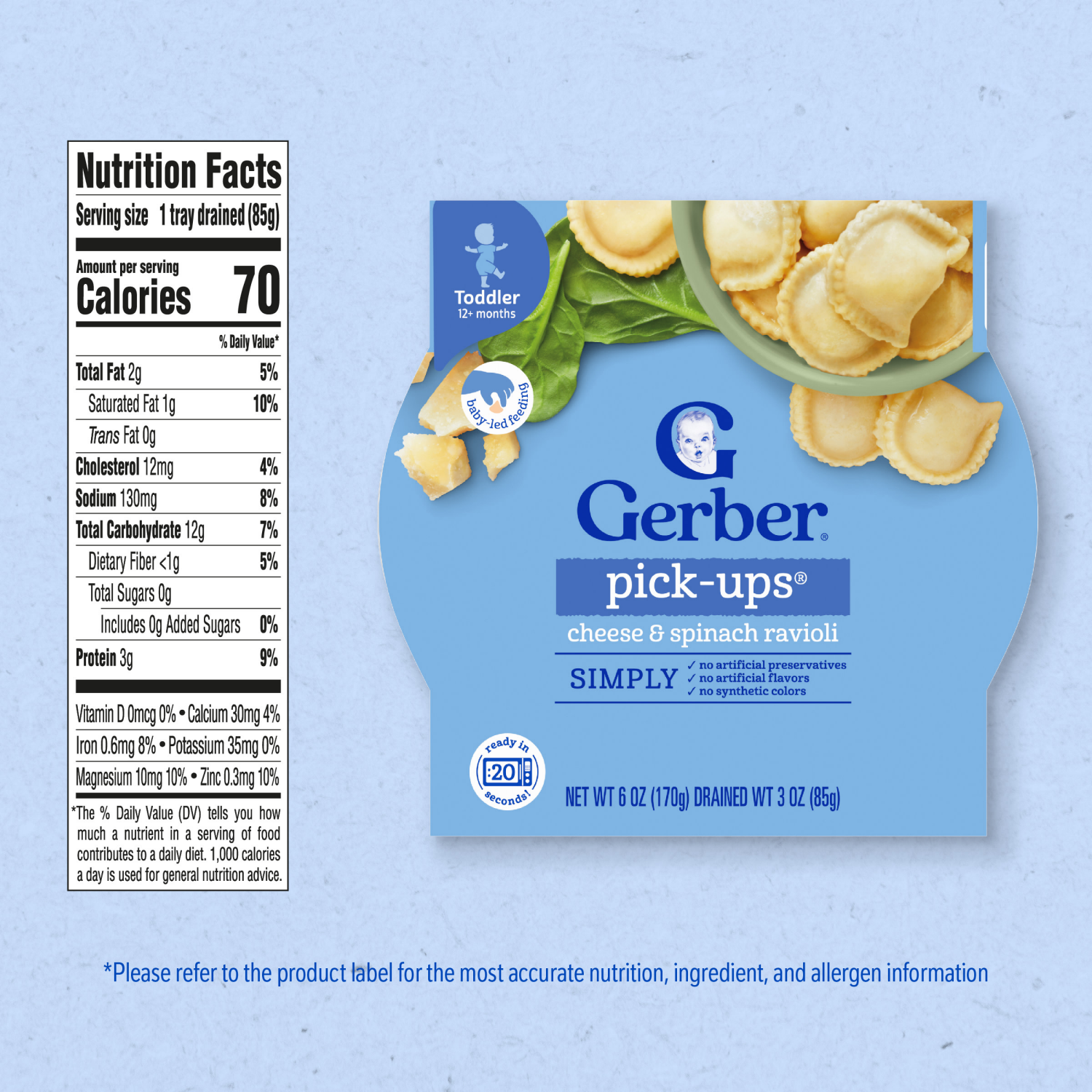 slide 5 of 8, Gerber Toddler Food Cheese & Spinach Ravioli Pick-Ups, 6 oz