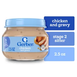 Gerber Stage 2, Chicken and Gravy Jar, Baby Food, Mealtime Poultry Puree