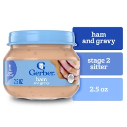 Gerber Stage 2 Baby Food, Ham and Gravy Jar, Baby Puree Jars Glass