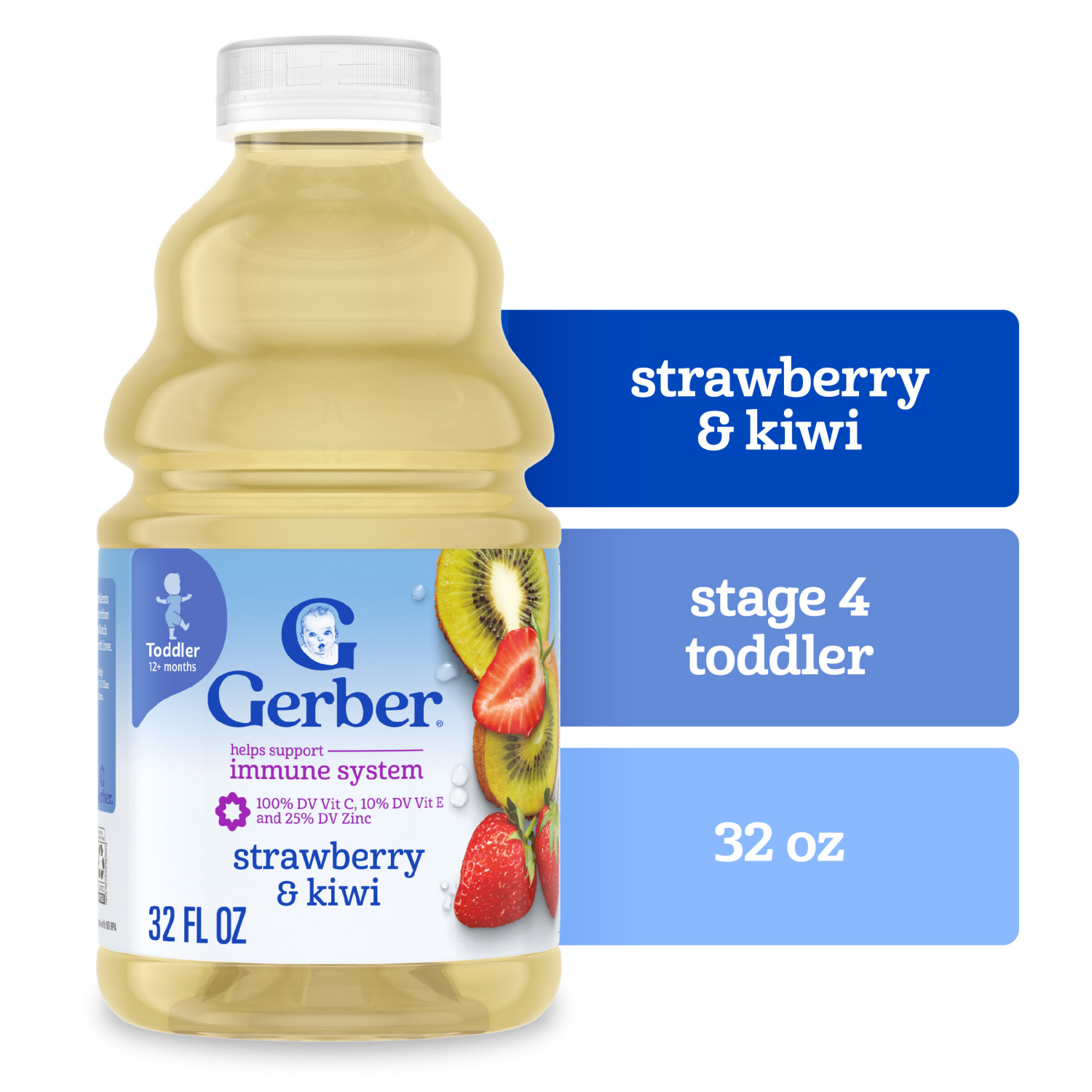 slide 1 of 5, Gerber Strawberry Kiwi Label - US T090B 32 FL OZ (1 QT) 946 mL, 32 fl oz