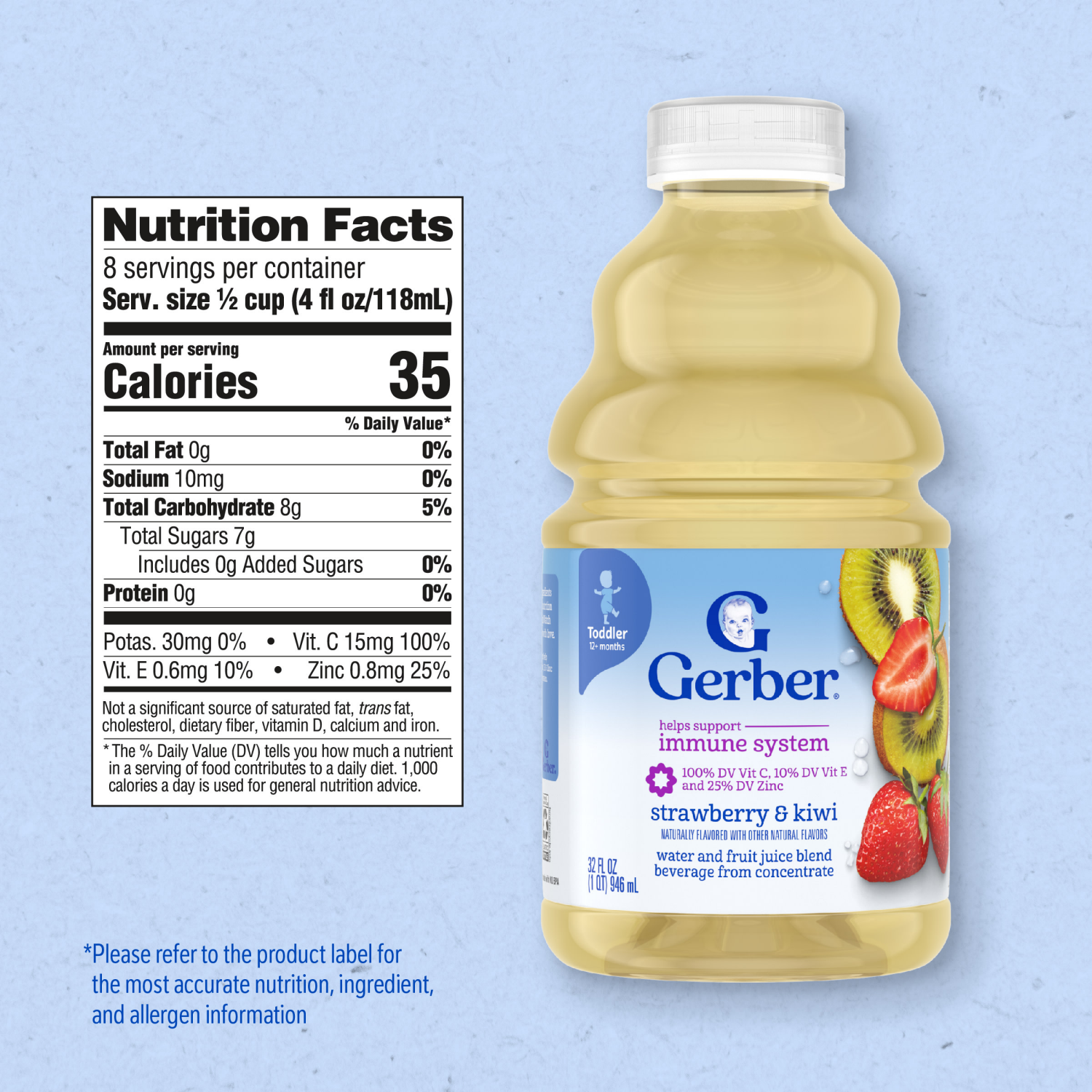 slide 3 of 5, Gerber Strawberry Kiwi Label - US T090B 32 FL OZ (1 QT) 946 mL, 32 fl oz