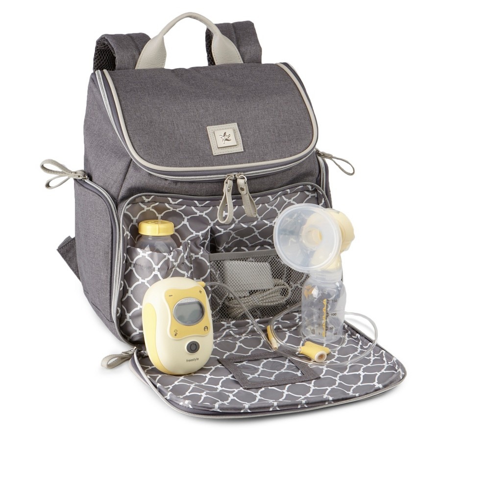 Bananafish Breast Pump Backpack Gray/Bone 1 ct Shipt