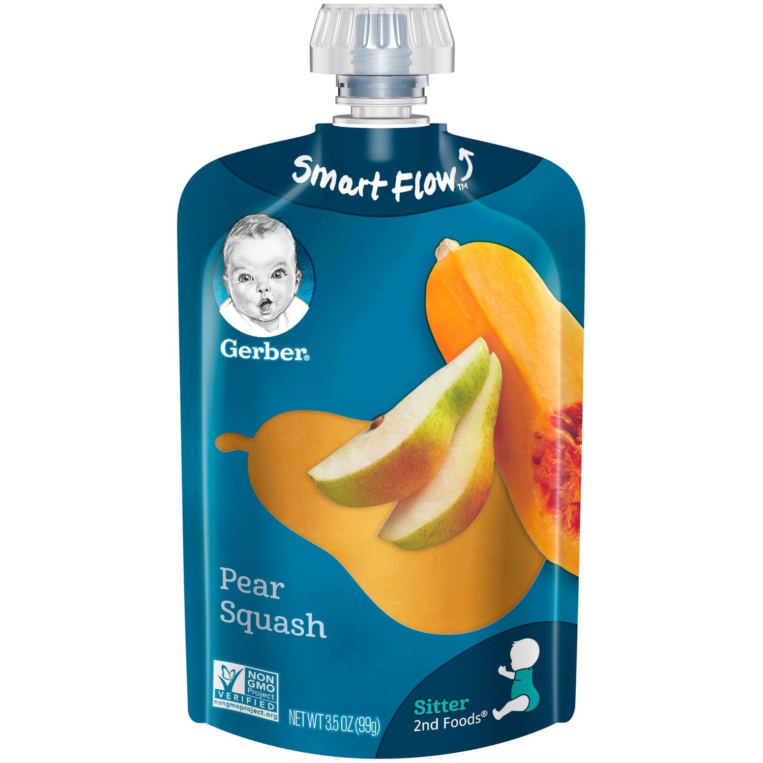 slide 5 of 7, Gerber 2nd Foods Fruit Squeezable Puree, Pear Squash Pouch, 3.5 oz