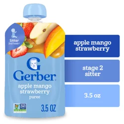 Gerber Stage 2 Baby Food, Apple Mango Strawberry Puree Pouch