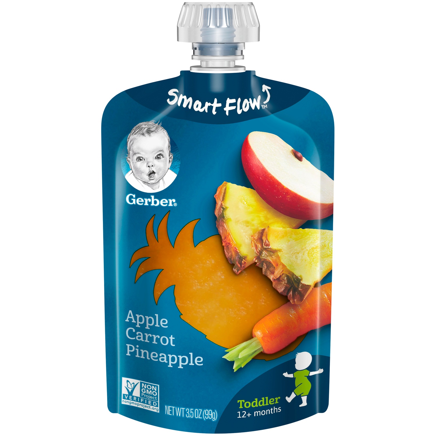 slide 3 of 7, Gerber Toddler Apple Carrot Pineapple Pouch, 3.5 oz