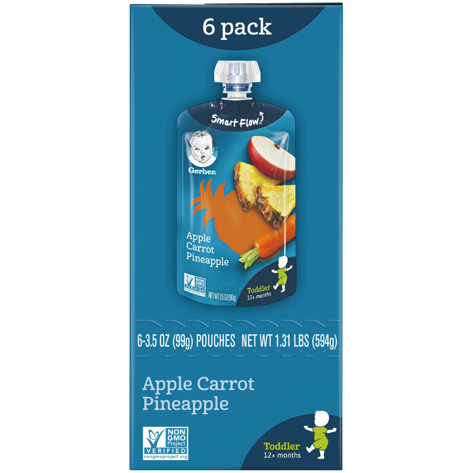 slide 5 of 7, Gerber Toddler Apple Carrot Pineapple Pouch, 3.5 oz