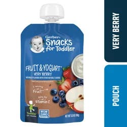 Gerber Toddler Snacks for Baby, Very Berry Fruit and Yogurt Snacks, 3.5 oz Pouch