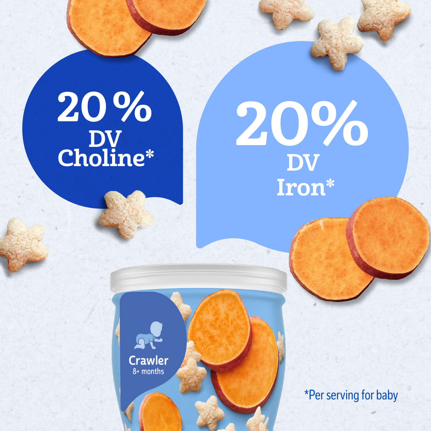 slide 7 of 8, Gerber Stage 3 Baby Snacks, Sweet Potato Puffs, Puffed Grain Snack, Baby Led Feeding, 1.48 oz