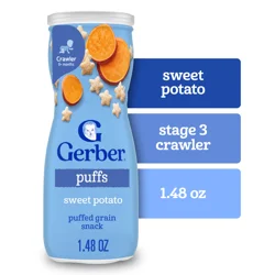 Gerber Stage 3 Baby Snacks, Sweet Potato Puffs, Puffed Grain Snack, Baby Led Feeding