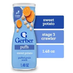 Gerber Stage 3 Baby Snacks, Sweet Potato Puffs, Puffed Grain Snack, Baby Led Feeding
