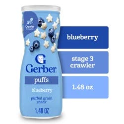 Gerber Stage 3 Baby Snacks, Blueberry Puffs, Puffed Grain Snack, Baby Led Feeding