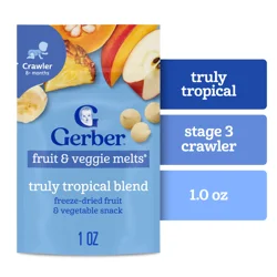 Gerber Snacks for Baby Fruit & Veggie Melts Baby Snack, Truly Tropical Blend, 1 oz Bag