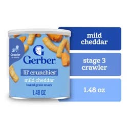 Gerber Lil' Crunchies Baked Corn Snack Mild Cheddar 1.48 oz Snacks Canister