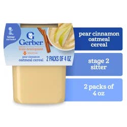 Gerber 2nd Foods Pear Cinnamon with Oatmeal Baby Food, 4 oz. Tubs, 2 Count