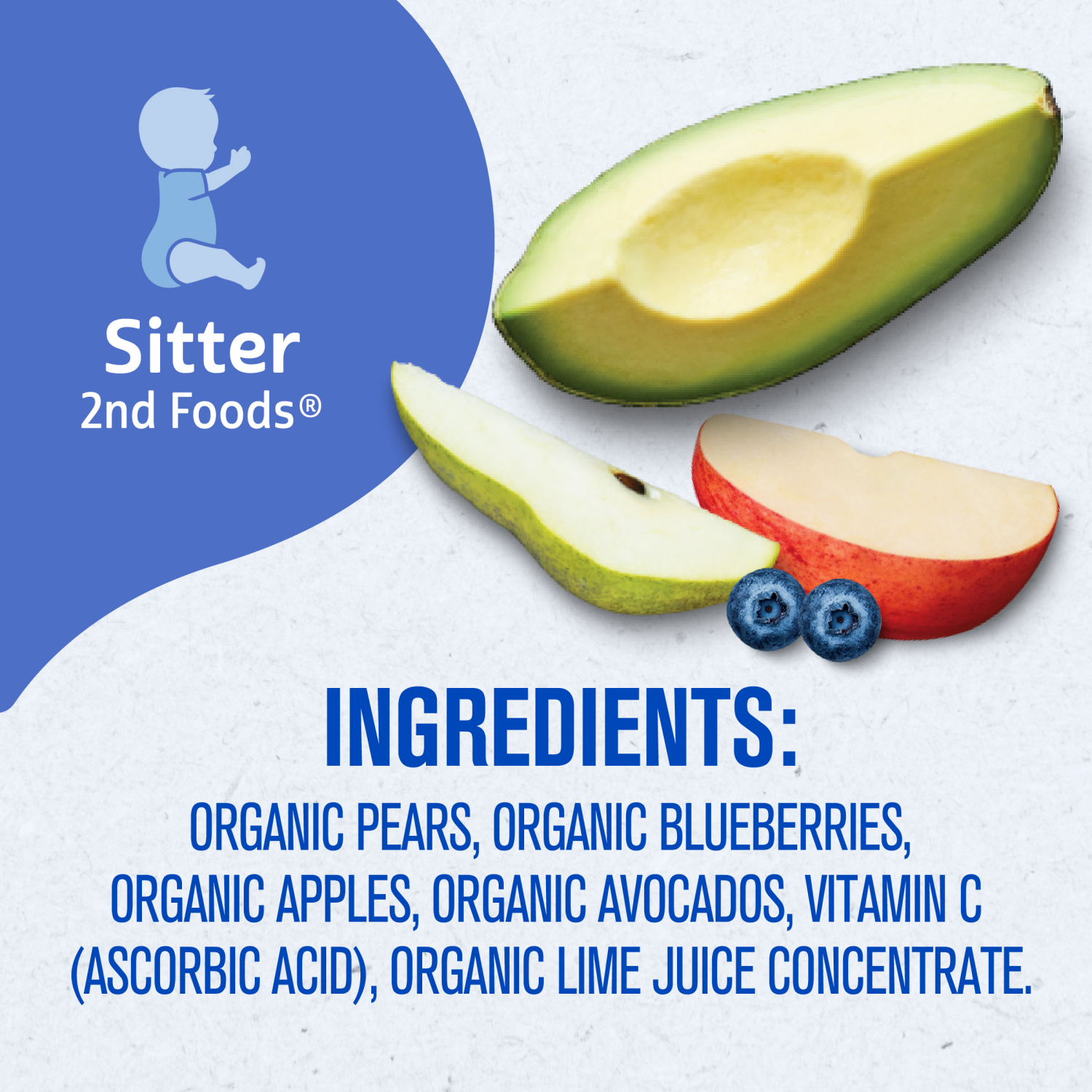 slide 3 of 8, Gerber Stage 2 Baby Food, Organic Pear Blueberry Apple Avocado Puree Pouch, 3.5 oz