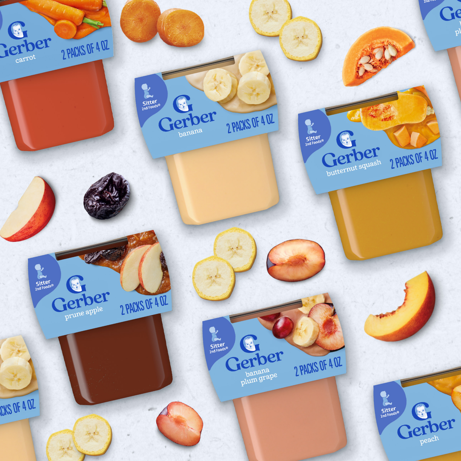 slide 2 of 8, Gerber Stage 2 Baby Food, Carrot Puree, 4 oz Tubs (2 Pack), 2 ct