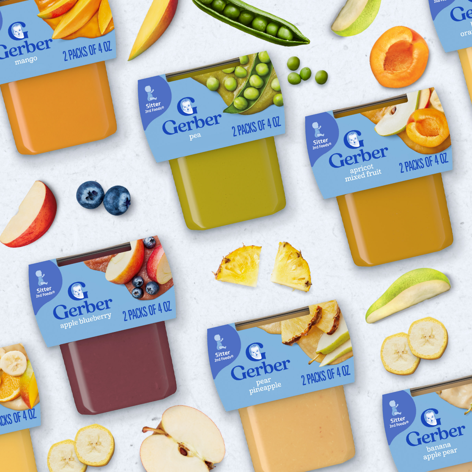 slide 2 of 8, Gerber 2nd Foods Natural for Baby Pea Baby Food, 4 oz. Tubs, 2 Count, 2 ct