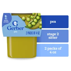 Gerber 2nd Foods Natural for Baby Pea Baby Food, 4 oz. Tubs, 2 Count