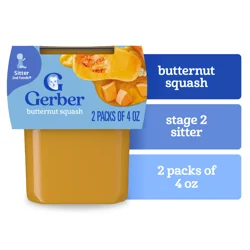 Gerber 2nd Foods Natural for Baby Butternut Squash Baby Food, 4 oz. Tubs, 2 Count