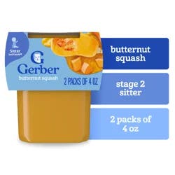 Gerber 2nd Foods Natural for Baby Butternut Squash Baby Food, 4 oz. Tubs, 2 Count
