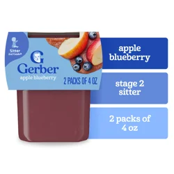 Gerber Stage 2 Baby Food, Apple Blueberry Puree Tub, Baby Puree, 2PK