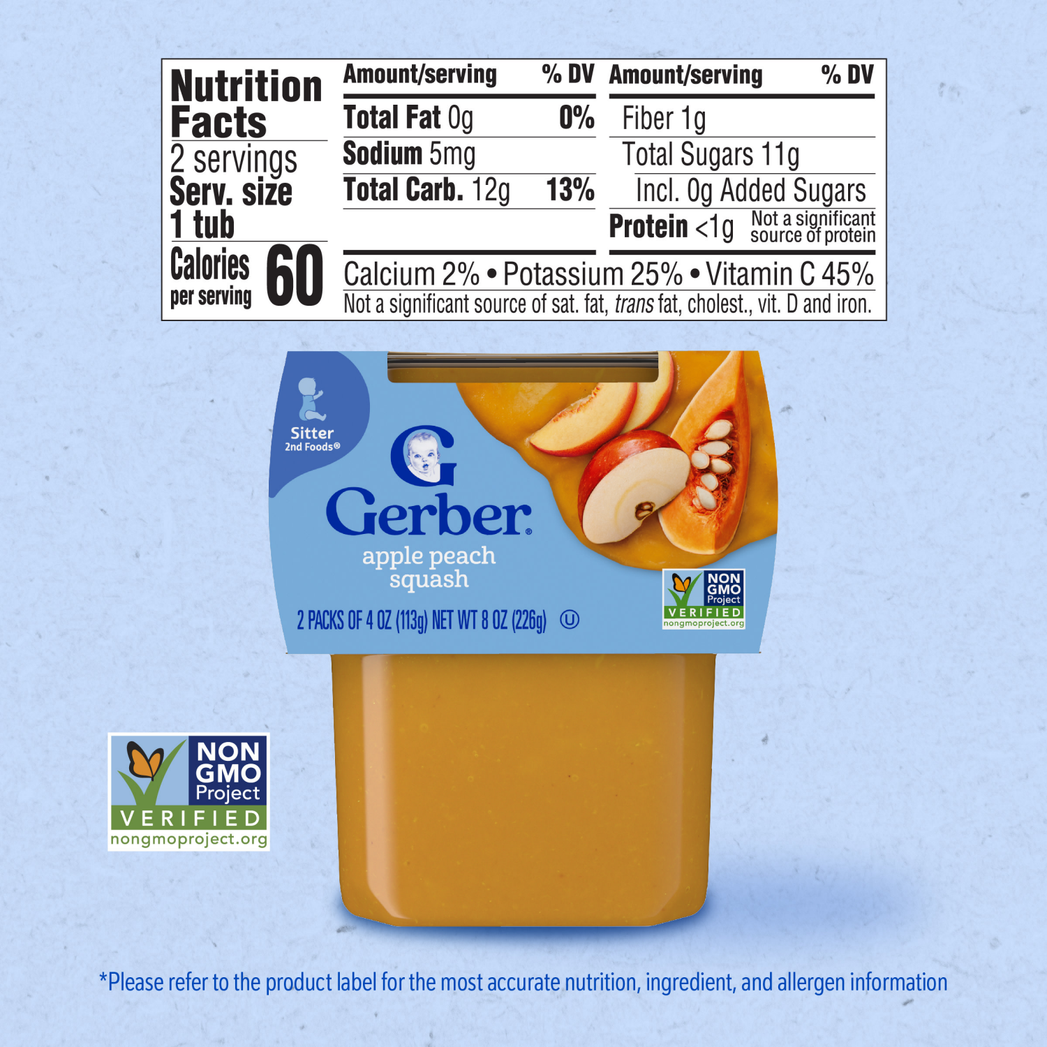 slide 5 of 8, Gerber Natural for Baby Apple Peach Squash 2 - 4 oz Tubs, 2 ct