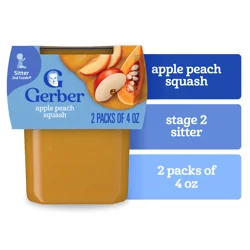 Gerber Natural for Baby Apple Peach Squash 2 - 4 oz Tubs