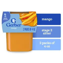 Gerber Stage 2 Baby Food, Mango Puree, 4 oz Tubs (2 Pack)