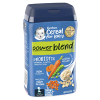 slide 15 of 21, Gerber PowerBlend Probiotic Cereal, Oatmeal/Lentil/Carrots/Peas, 8 oz