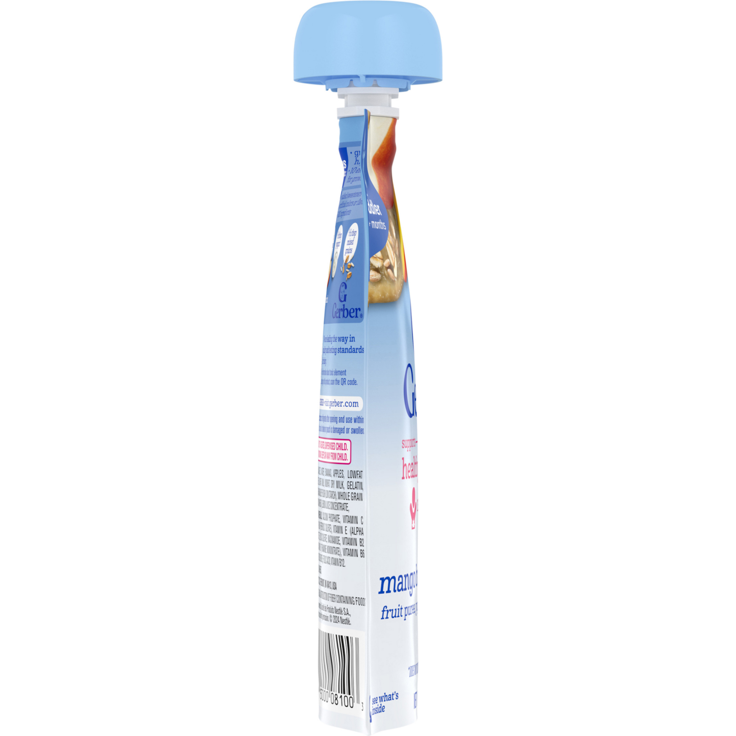 slide 4 of 8, GERBER Infant Puree Toddler Fruit Yogurt Grain Mango Banana Apple 3.5oz Pouch, 3.5 oz