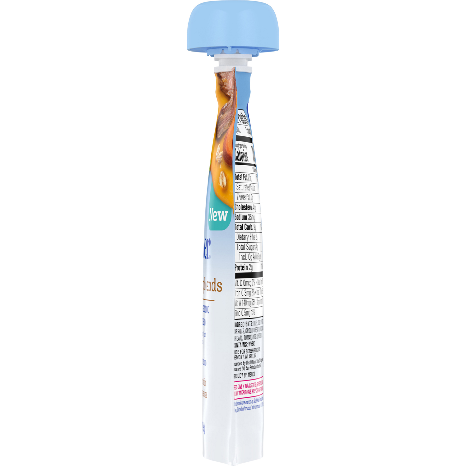 slide 5 of 8, GERBER Nourishing Blends Sweet Potato Carrot Beef and Tomato Veggie Puree, Savory Beef and Whole Grains 3.5 oz Pouch, 3.5 oz
