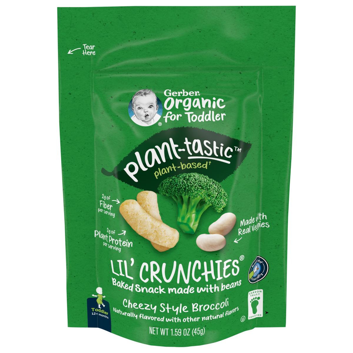 slide 1 of 5, Gerber Organic for Toddler Lil' Crunchies - Cheezy Style Broccoli, 1.59 oz