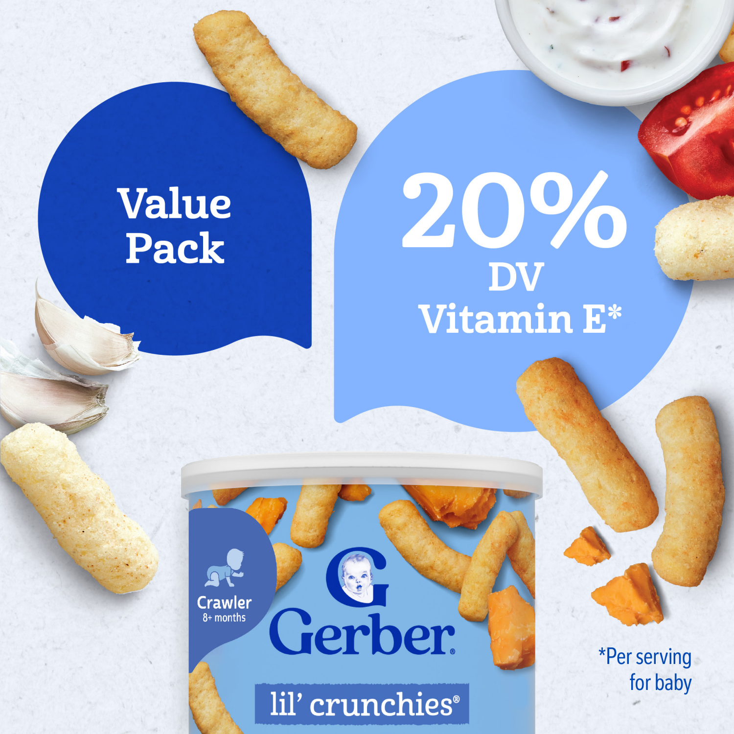 slide 4 of 8, Gerber Stage 3 Baby Food Snacks, Value Pack Lil’ Crunchies, Baby Led Feeding, 4PK, 4 ct