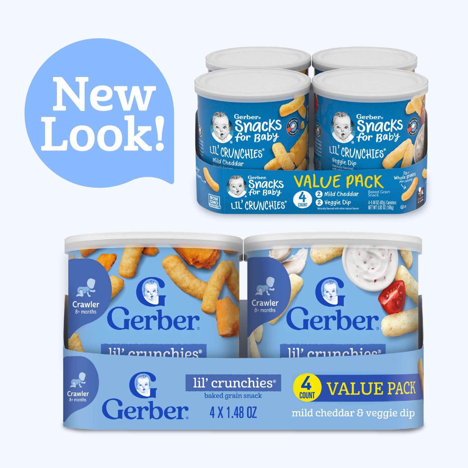 slide 6 of 8, Gerber Stage 3 Baby Food Snacks, Value Pack Lil’ Crunchies, Baby Led Feeding, 4PK, 4 ct