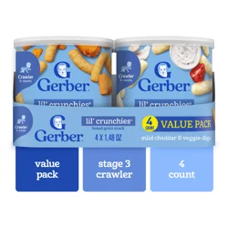 Gerber Stage 3 Baby Food Snacks, Value Pack Lil’ Crunchies, Baby Led Feeding, 4PK