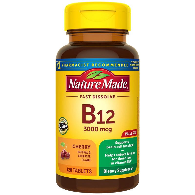 slide 1 of 6, Nature Made Vitamin B12 Sublingual 3000 mcg, Energy Metabolism Support Lozenges - 120ct, 120 ct