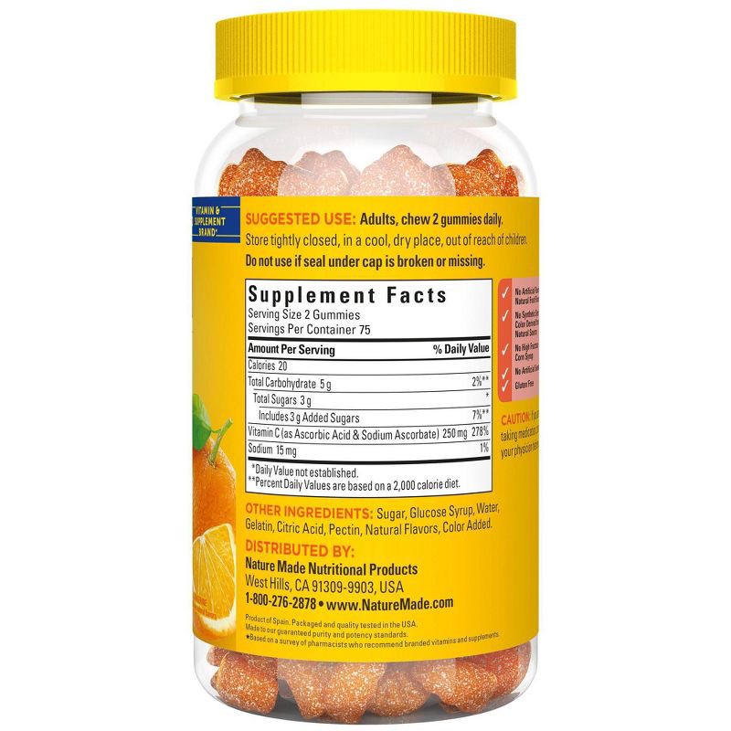 slide 3 of 8, Nature Made Immune Support Gummies with Vitamin C 250mg Per Serving - Tangerine Flavored - 150ct, 250mg, 150 ct