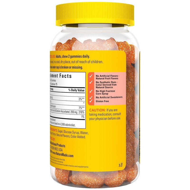 slide 8 of 8, Nature Made Immune Support Gummies with Vitamin C 250mg Per Serving - Tangerine Flavored - 150ct, 250mg, 150 ct