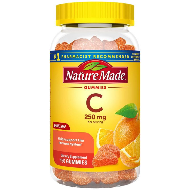 slide 1 of 8, Nature Made Immune Support Gummies with Vitamin C 250mg Per Serving - Tangerine Flavored - 150ct, 250mg, 150 ct