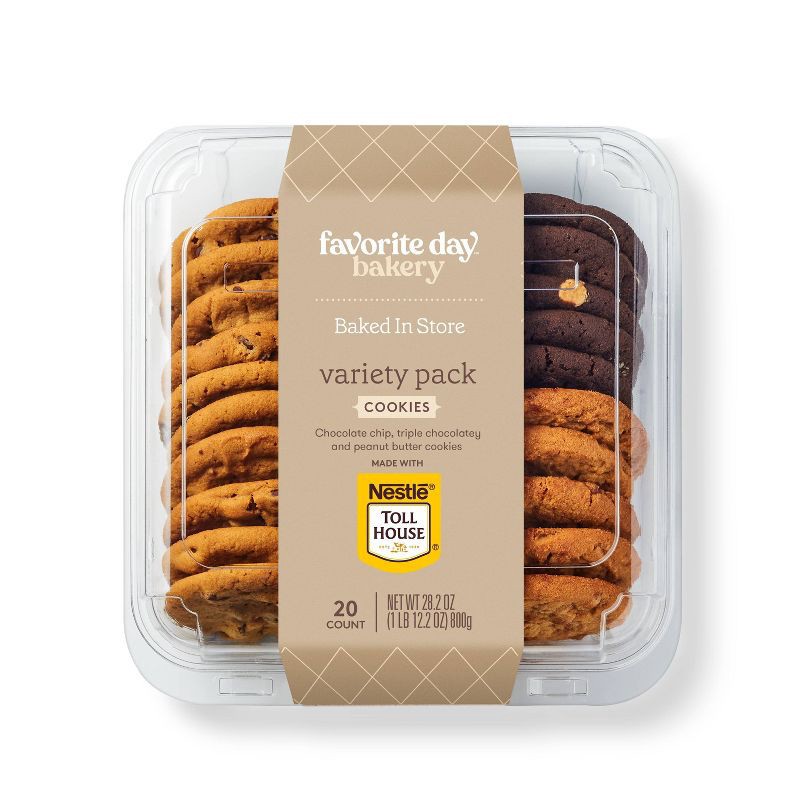 slide 1 of 3, Variety Pack Cookies made with Nestle Toll House - 28.2oz/20ct - Favorite Day™, 20 ct