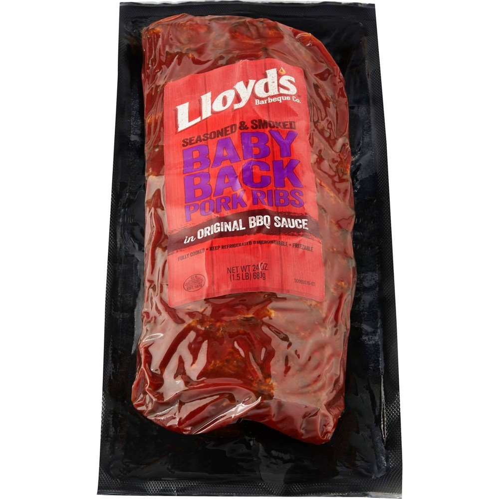slide 4 of 4, Lloyd's Seasoned & Smoked Baby Back Pork Ribs, 24 oz